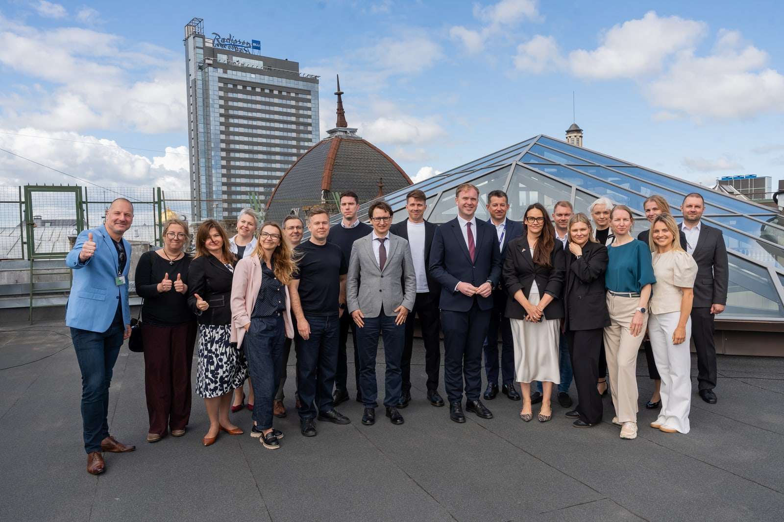 Fintech Latvia Association community on stage at a previous event